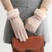 Women's Suede Touchscreen Gloves – Winter Warm Fleece Lined Gloves With Cat Embroidery – Stylish & Functional For Cycling, Commuting_desvips.com