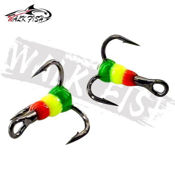 WALK FISH Winter Ice Fishing Hook Size 10# Winter Fish Treble Hooks Hard Bait Spoons Artificial Lure Fishhook Fishing Tackle_desvips.com