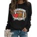 Women's Clothing Site Ready Stock Simple Pullover Crewneck Top T shirt TouchDown Print Loose Sweatshirt_desvips.com
