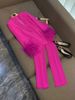 Women's clothing feather casual long-sleeved lapel suit jacket + casual slim-fit long trousers 2-piece set_desvips.com