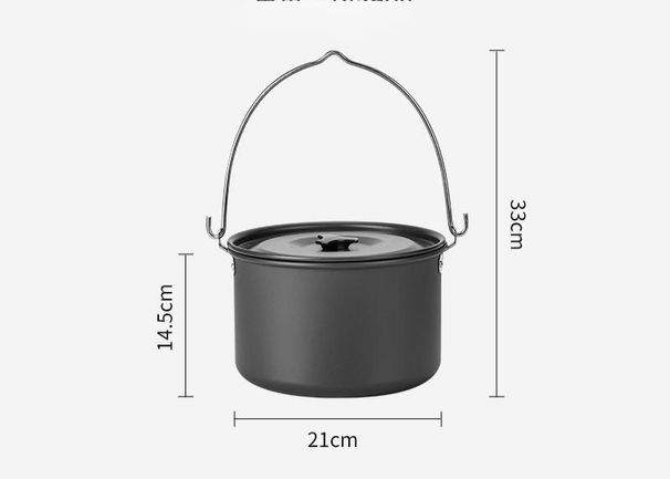 Outdoor Hanging Camping Large BBQ Soup Portable Cookware Set For Road Trips Picnic Non-Stick Pot_desvips.com