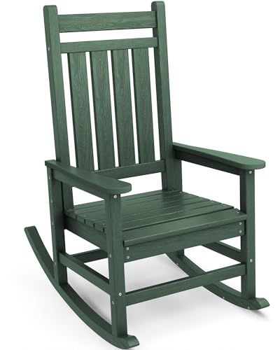 SERWALL Outdoor Rocking Chair Set Of 2, HDPE Rocker For Adults, Blue_desvips.com