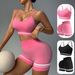 Color Blocked Push up Sports Vest Seamless Shoulder Straps Tight Fitting Running Fitness Shorts for Women_desvips.com