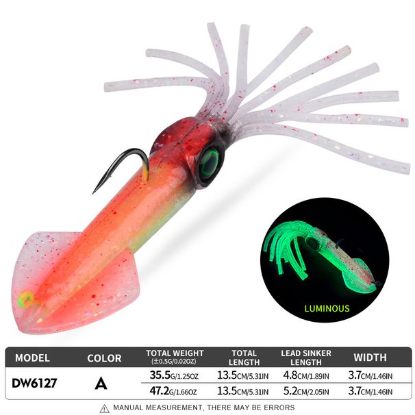 Squid Lure Bionic Luminous UV 13cm Built-in Lead Head Hook Soft Cuttlefish Octopus Bait_desvips.com