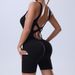 Seamless Ribbed Cross Back Waist-Cinching Fitness Outdoor Sports Tight Yoga Jumpsuit Shorts_desvips.com