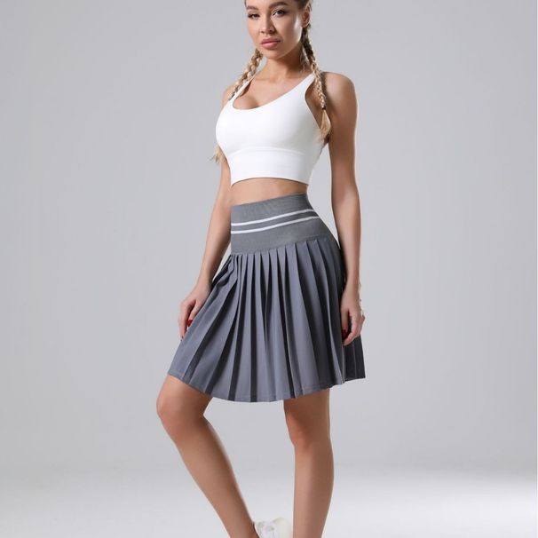 New High-Waisted Ribbed Fitness Skirt Outdoor Sports Anti-Exposure Running Badminton Quick-Dry Plus Size Tennis_desvips.com
