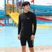 Half-zip Long-sleeve Sun-protective Swimsuit With Five-point Swim Trunks, Breathable Men's Swimwear And Diving Suit Set_desvips.com