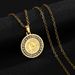 Stainless Round Pendant Necklace Praying Hands Inlaid With Zircon Gold Black Steel Color Fashion Accessory For Men And_desvips.com