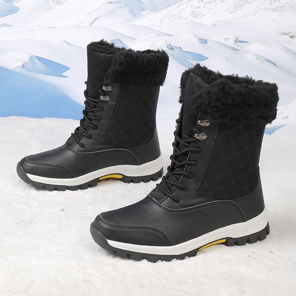 Waterproof Slip-Resistant Couple Winter Snow Boots For Men & Women - High Top Warm Fleece Lined Boots With Rubber Sole For Outdoor & Casual Wear_desvips.com