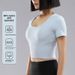 Factory Wholesale Yoga Shirt With Chest Pad For Women, Short Sleeve Tight-Fitting Sports Running Morning Jogging Pilates_desvips.com