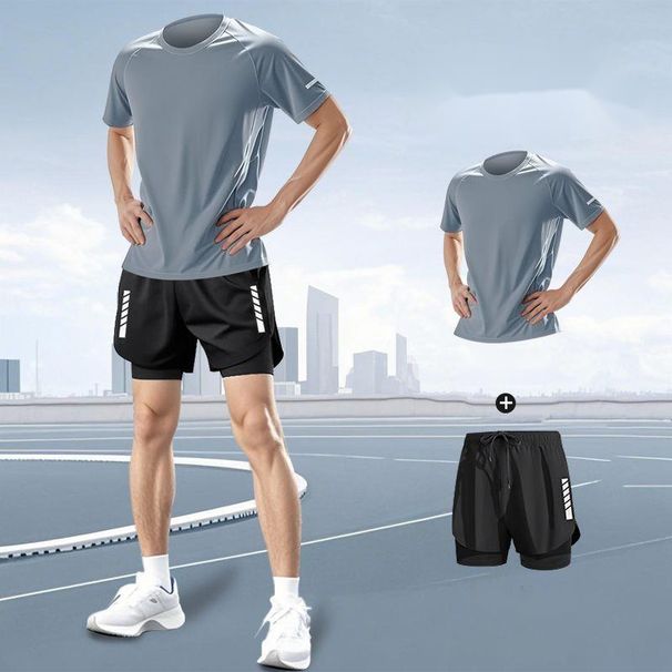 Running Men's Sports Suit Marathon Professional Summer Short Sleeve Shorts Gear Quick-Dry Training Fitness Clothing_desvips.com