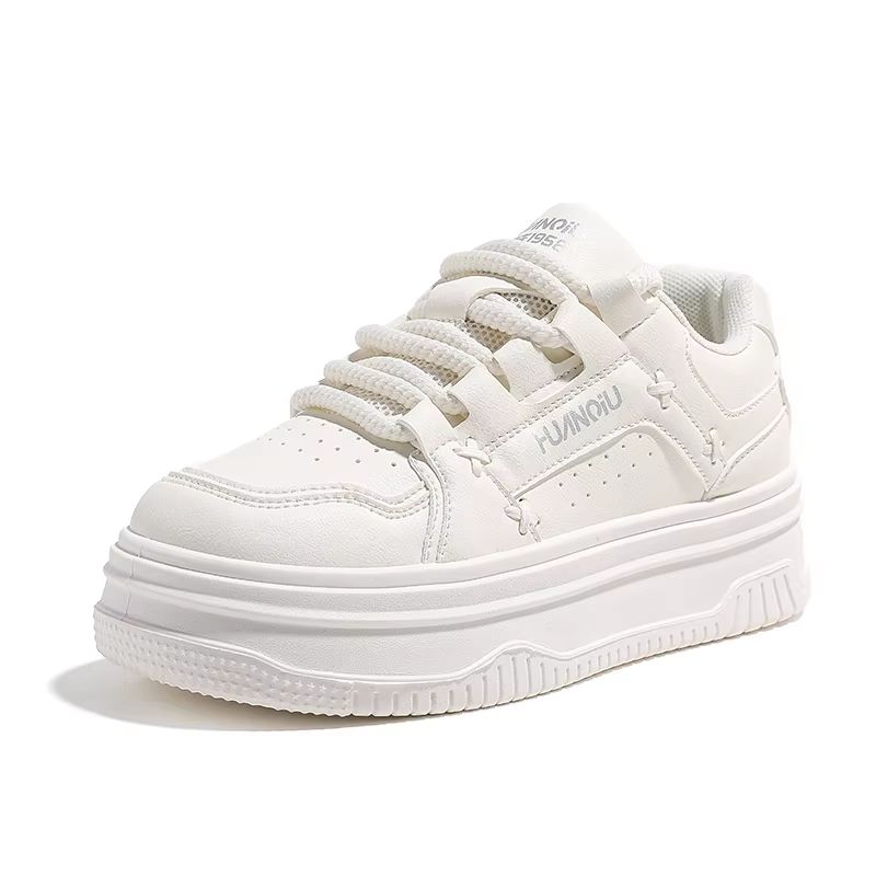 Huanqiu KMJZ1210 Women's White Sneakers Lightweight Casual Shoes With High-Looking Thick-Soled Mesh Insole Versatile And_desvips.com