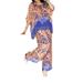 Women's Clothing fashion printed round neck loose wide leg pants casual two piece suit_desvips.com