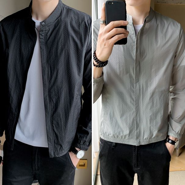 Sun-Protective Jacket Men's Baseball Uniform Spring And Autumn Sports Outdoor Stand Collar Sun Protection Clothing Tide_desvips.com