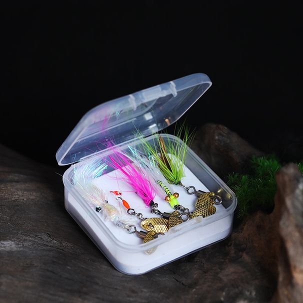 WEIHE 5pcs Fly Fishing Bait Lure Kit Fly Fishing Hook Combo Lifelike Fly Hooks With Feather And Metal Spoon Pesca_desvips.com