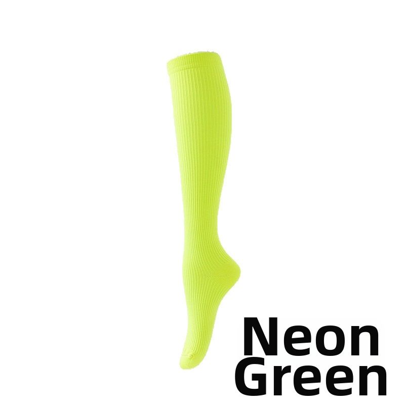 Sports Socks New Sports Compression Socks, Multi Color Vertical Striped Nylon Flat Calf Socks, Cycling And Running Long Compression Socks_desvips.com