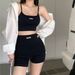 Women's Summer Nylon Casual Tank Top Set With Sponge Padding Fitness Body Building Sports_desvips.com