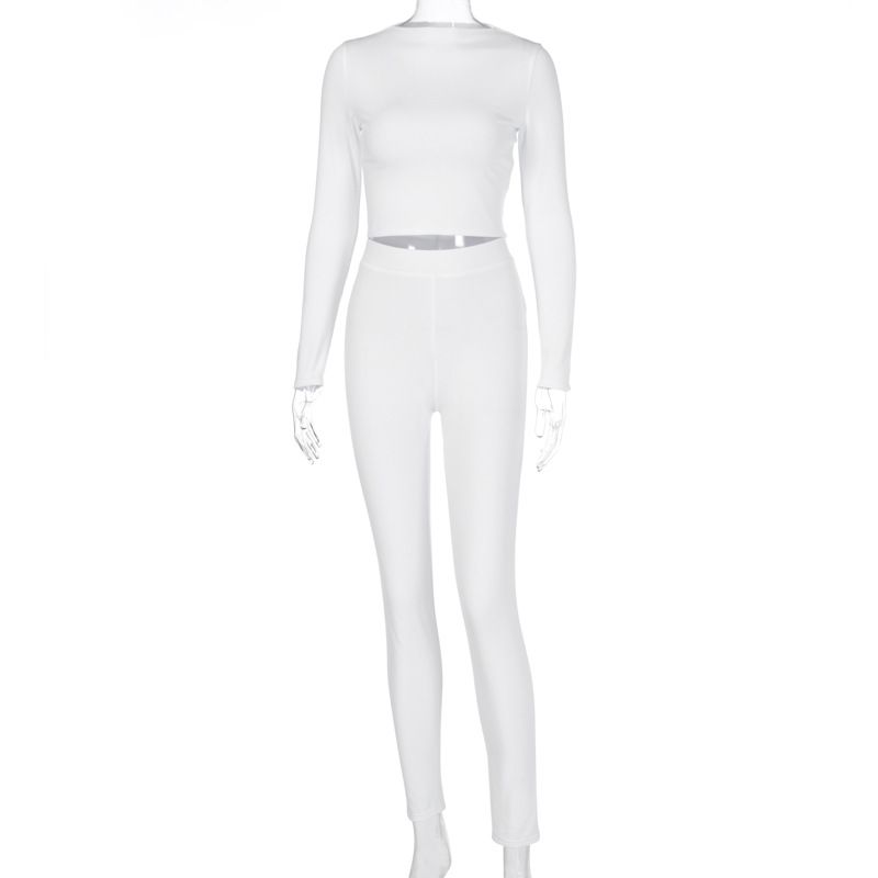 Women's Clothing Sports Long Sleeve Two Piece Set Casual Pant Suits Set_desvips.com
