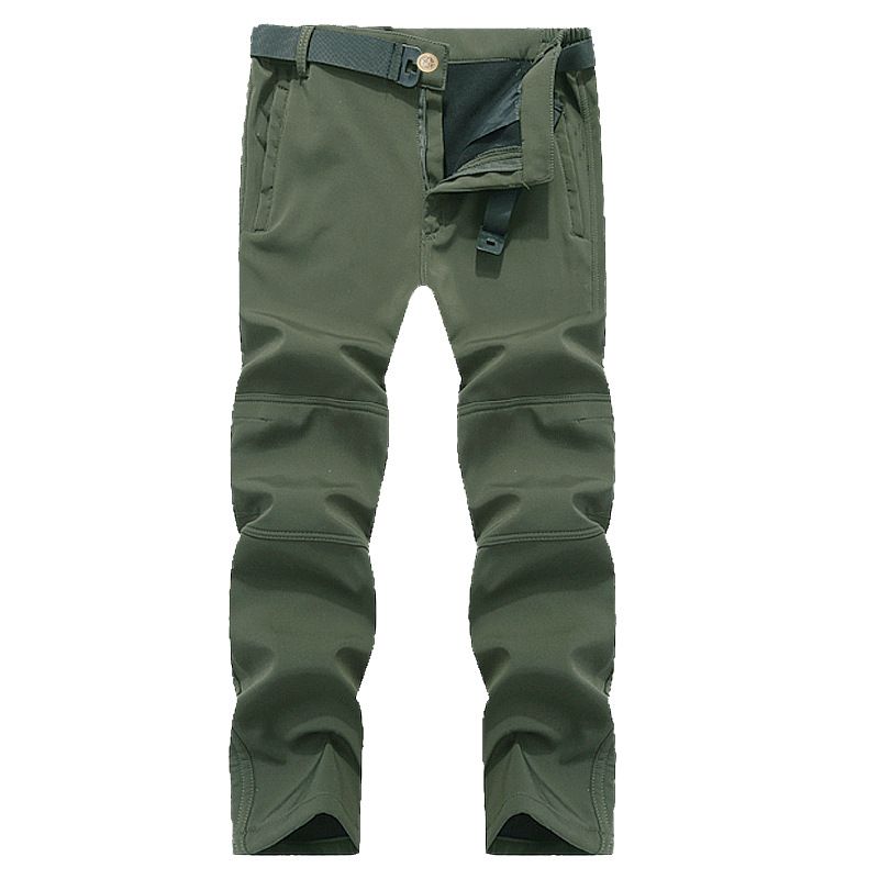 Hiking Clothings Men's Winter Outdoor Soft Shell Hiking Pants Waterproof And Windproof Ski Thick Fleece Trousers_desvips.com