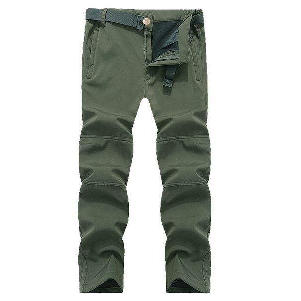 Hiking Clothings Men's Winter Outdoor Soft Shell Hiking Pants Waterproof And Windproof Ski Thick Fleece Trousers_desvips.com