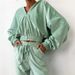 Women's Clothing Solid Color Cardigan Hooded Pants Women's Leisure Fashion Long Sleeve Sweater Set_desvips.com
