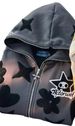 New Star Pattern Print Full Face Zipper Harajuku Zip-Up Hoodie Sweatshirt Jacket_desvips.com