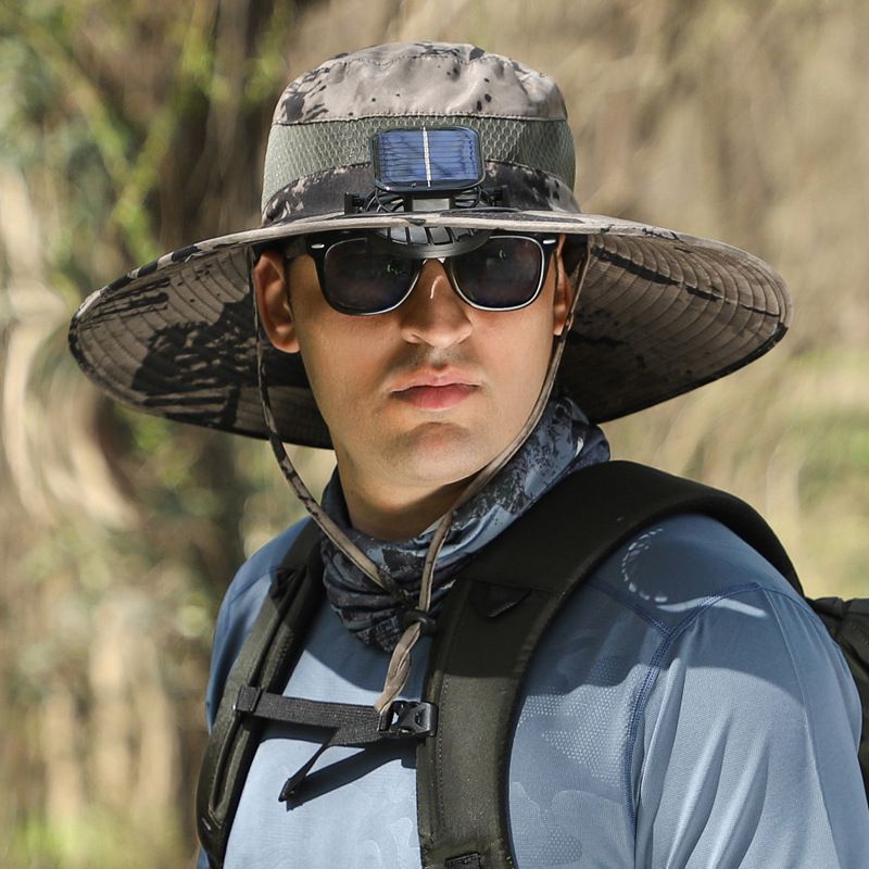 Men's Solar-Powered Cooling Hat With Wide Brim - High-Speed Fan & Rechargeable Battery For Outdoor Fishing/Hiking_desvips.com