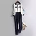 Women's Clothing temperament professional fashion suit women autumn contrast shirt casual long pants two piece suit_desvips.com