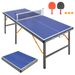 Foldable Table Tennis Table With Net And Bat Set, Suitable For Outdoor/ Indoor Use, Blue Surface, Includes 2 Bats And 3 Balls, Stable 6-leg Design_desvips.com