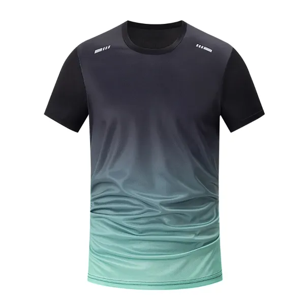 Men's T-Shirts Sports Fitness Sportswear Quick-Drying Gradient Short Sleeve Tops Outdoor Basketball Training Running Men_desvips.com