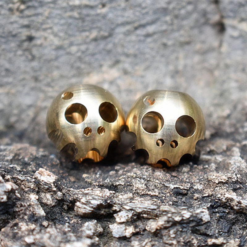 CNC Pure Brass Knife Skull All-copper EDC Accessory Anti-loss Paracord Pendant_desvips.com