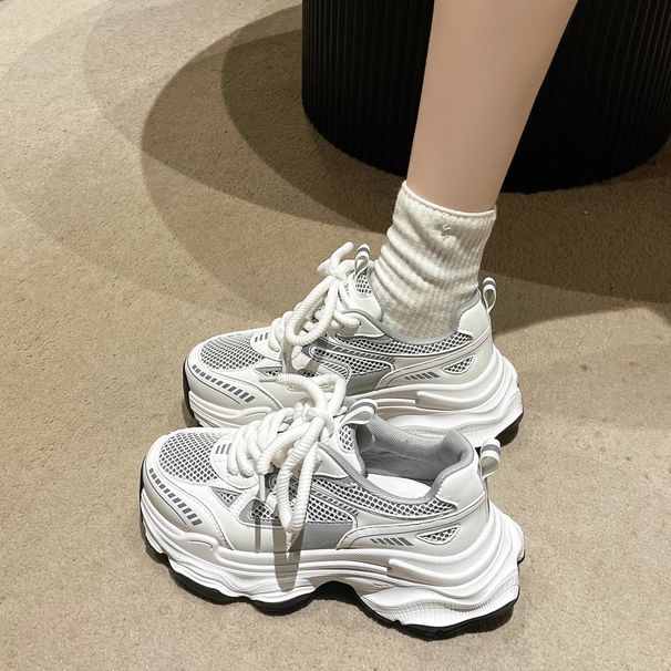 Summer New Thick Bottom Increase Mesh Breathable All With Light Sports Leisure Shoes_desvips.com