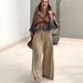 Women's Clothing autumn new positioning printed tops wide leg pants two piece set_desvips.com