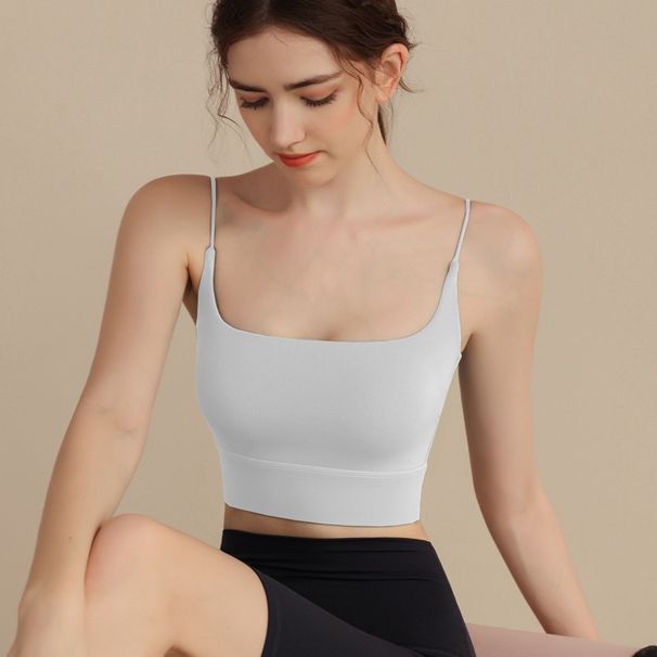 Spring Summer New Shockproof Thin Shoulder Slimming Sports For Women Fitness Sexy Camisole Bra With Chest Pads Yoga Vest_desvips.com