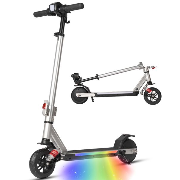Elektro-Kinderroller Ab 10 Jahre, E Scooter Für Kinder, 14km/h, Klappbar, Max.15km, Höhenverstellbar, Bunte Leuchten, EBS+Fußbremse, LED-Display_desvips.com