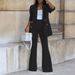 women pants set two piece sets turn down collar white blazer elegant coats matching sets work high waist long pants suits_desvips.com