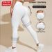 Women's Seamless Pure White Striped Gym Yoga Pants High Waisted Hip Lifting Running Fitness Outdoor Sports Leggings_desvips.com