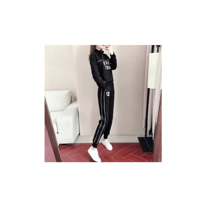 Plus Size Clothing 2025 Casual Sports Women's Autumn New Fashion White Sweatshirt Two-Piece Set_desvips.com