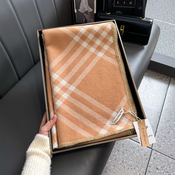 Ji Soo Hyun Same Checkered Korean Style Trendy Winter Neck Warmer Line Double-Sided Two-Color Shawl Scarf Wholesale_desvips.com