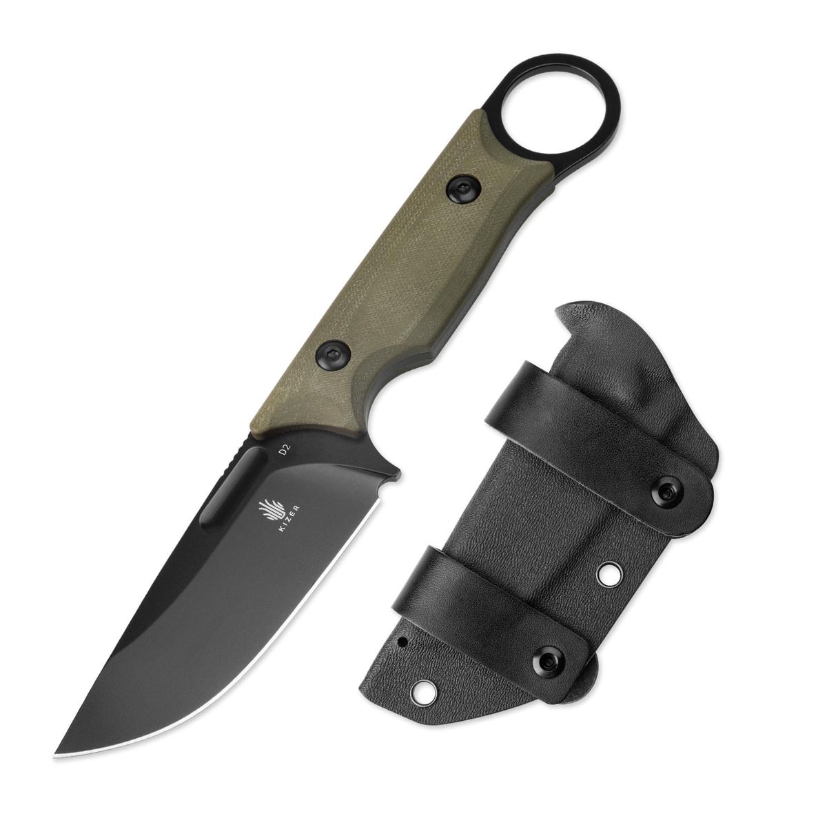 Kizer Cabox Fixed Blade Hunting Knife With 3.36-inch D2 Steel Blade_desvips.com