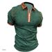 2025 Summer New Men's Polo Shirt Short Sleeve Contrast Color Zipper T-shirt Top_desvips.com