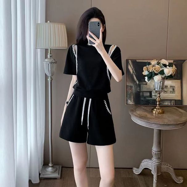 Summer Sports Suit For Women 2026, Stylish Slimming, Trendy And Loose-fitting, Short-sleeved Shorts Casual Two-piece Set_desvips.com