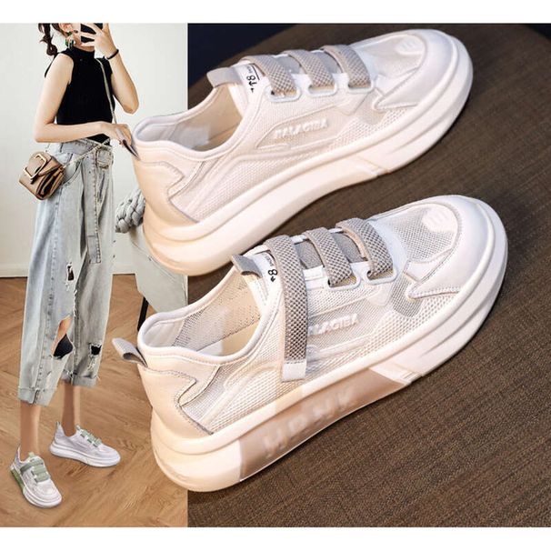 Breathable White 2025 New Summer Mesh Casual Heightening Thick Bottom Sports Shoes Fashionable Hundred_desvips.com