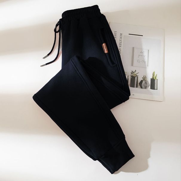 Black For Women, Spring And Autumn Thin New Loose Jogger Casual Pants, Harem Large Size Winter Fleece Sweatpants_desvips.com