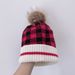 Foreign Trade Autumn Winter Christmas New Block Large Plaid Knitted Warm With Pom-Pom Comfortable Solid Color Yarn Hat_desvips.com