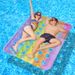 Rainbow Gradient Inflatable Double Lounger - Glitter Mesh & Padded Pillow (Eco-Friendly PVC 200cm Heavy-Duty For Pool & Beach)_desvips.com