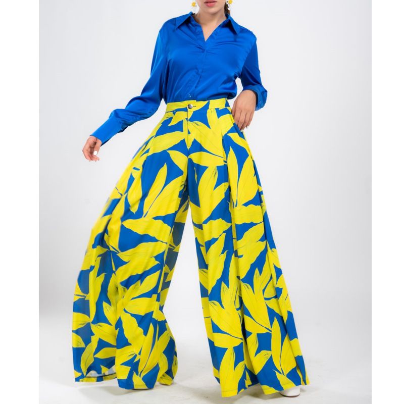 Women's Clothing new loose large size temperament printed shirt top wide-leg pants suit_desvips.com