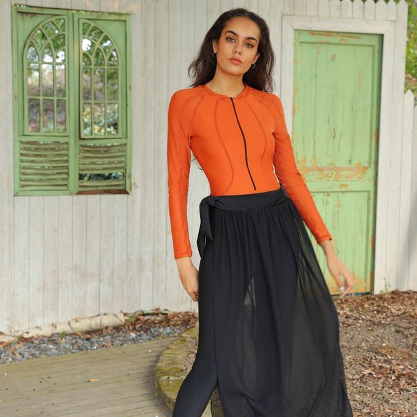 2024 New Conservative Swimsuit Middle Eastern Cloak Muslim Long Sleeve Pants Sunscreen Beach Swimsuit Three Piece Set Swimsuit_desvips.com