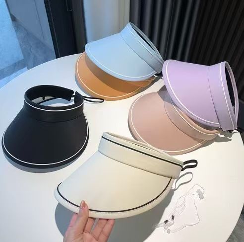 Wide Brim Fisherman For Women, Summer Solid Color Korean Style Foldable Black Glue , UV Protection Face Covering Sun_desvips.com