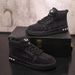 2025 New Brown Pink Rhinestone High-Top Skate Shoes Retro Streetwear Unisex Casual Sneakers_desvips.com